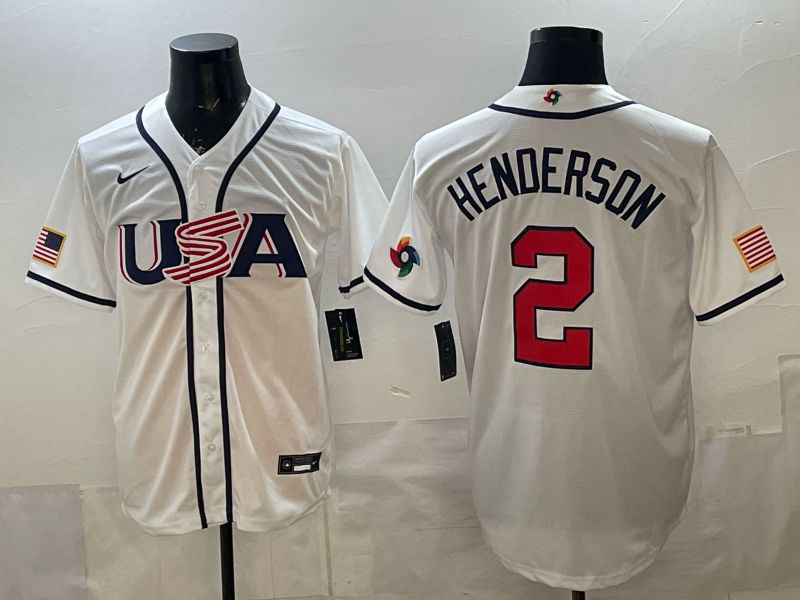 Men 2026 World Cub USA #2 Henderson White Game Nike MLB Jersey style 009